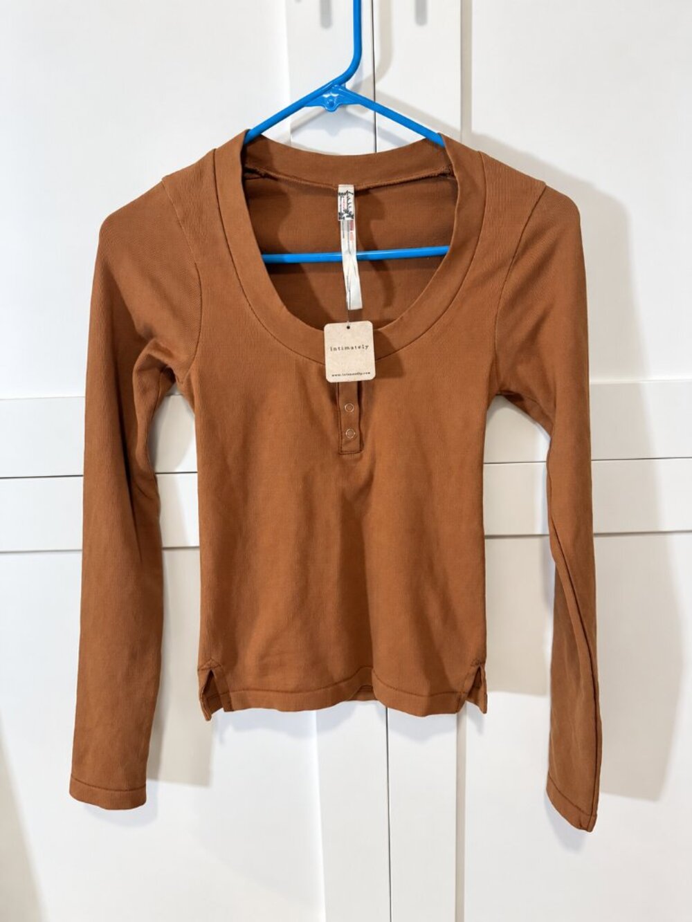 Intimately Free People - Brown Long Sleeve Henley Top XS/S NWT